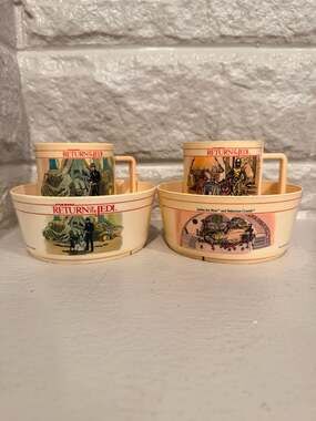 Vintage 1983 Star Wars Return of the Jedi Deka Plastic Mugs and Bowls Set